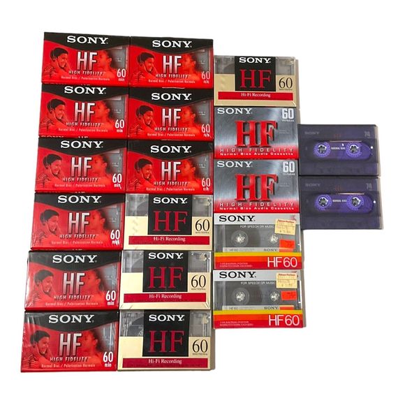 Mixed Lot 19 Sony High Fidelity HF 60 and 74 Min Normal Bias Cassette Tapes NEW - Picture 1 of 13